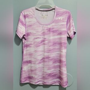 Under Armour Size Medium Fitted Sonic Tee Shirt Purple Camo Heat Gear